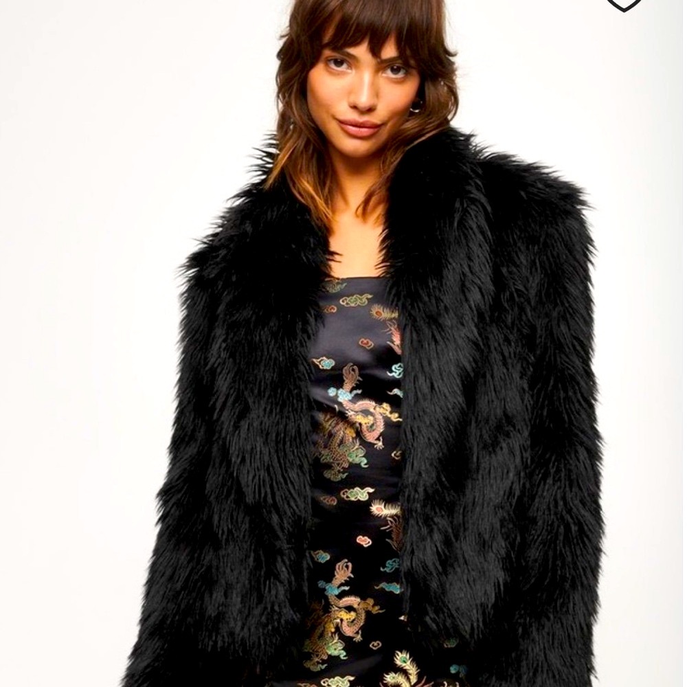 Theory Black Clairene Notch Collar Faux Fur Jacket - Mint Condition!